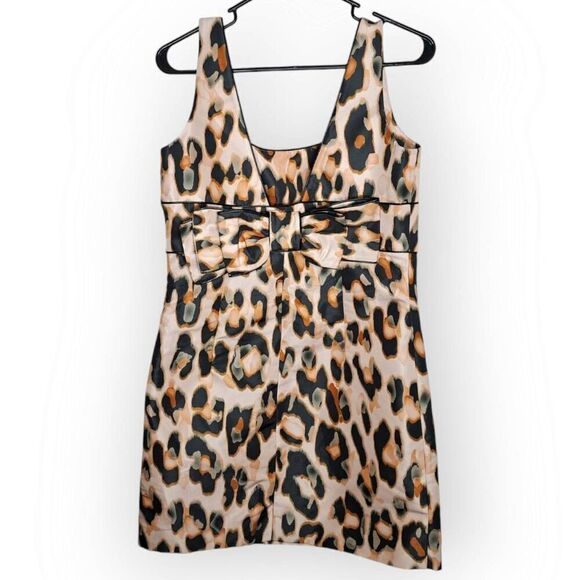 Valentino RED Women's Designer Leopard Print Taffeta Square Neck Y2K Mini Dress - Picture 5 of 9